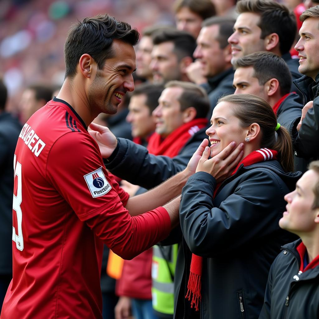 Ballack wird von den Bayer Leverkusen Fans gefeiert