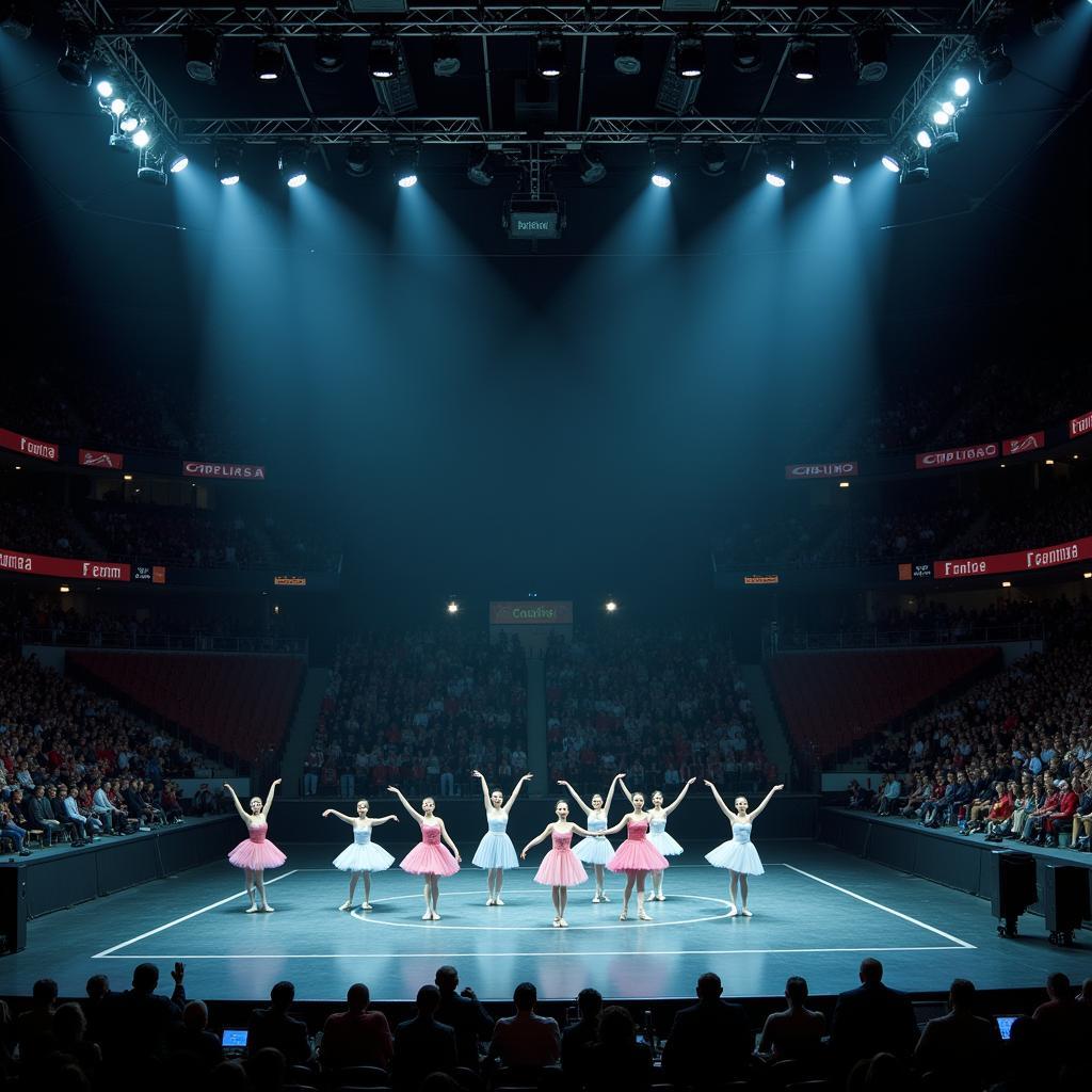 Balletttänzer auf der Bühne der BayArena