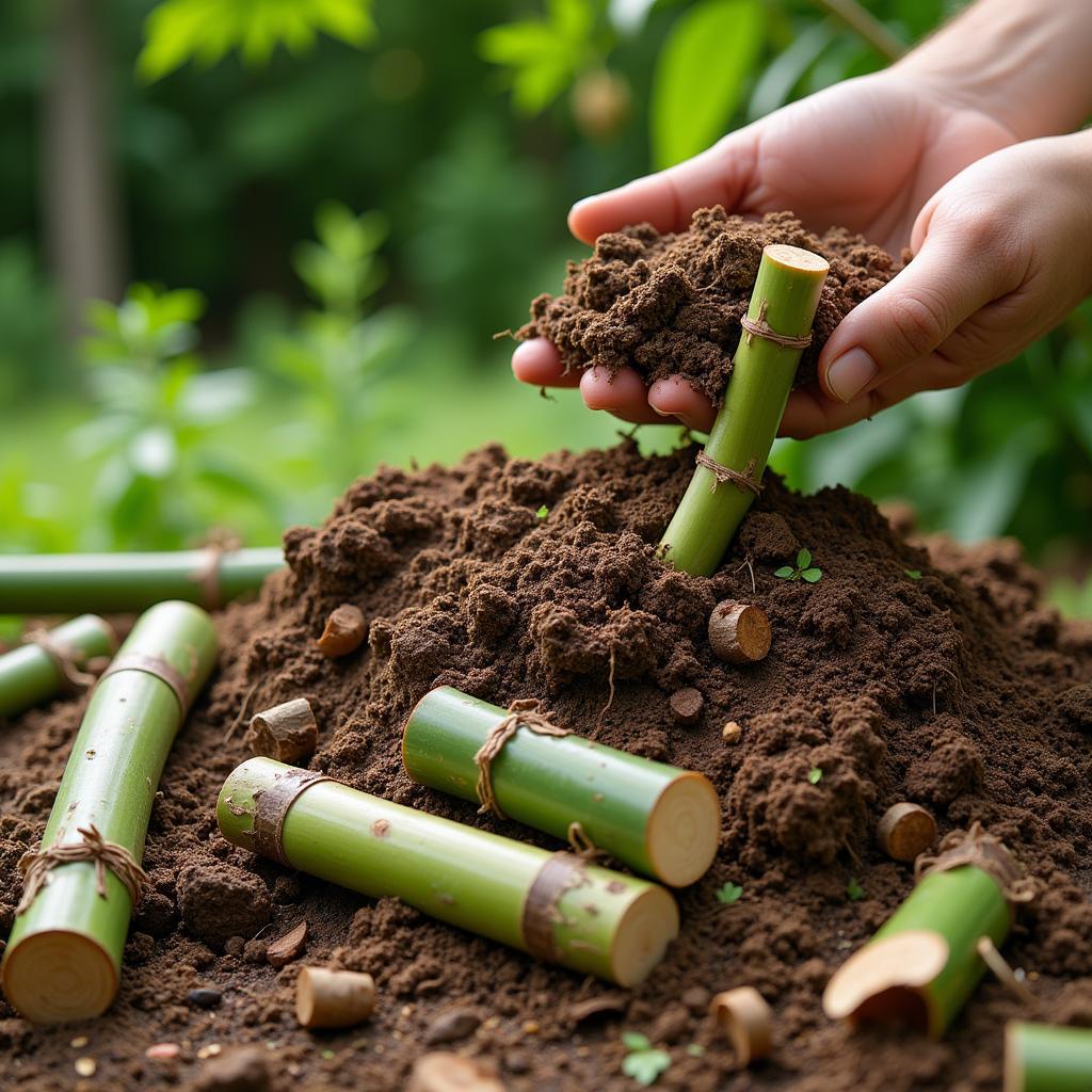 Bambus Kompostierung im Garten Leverkusen