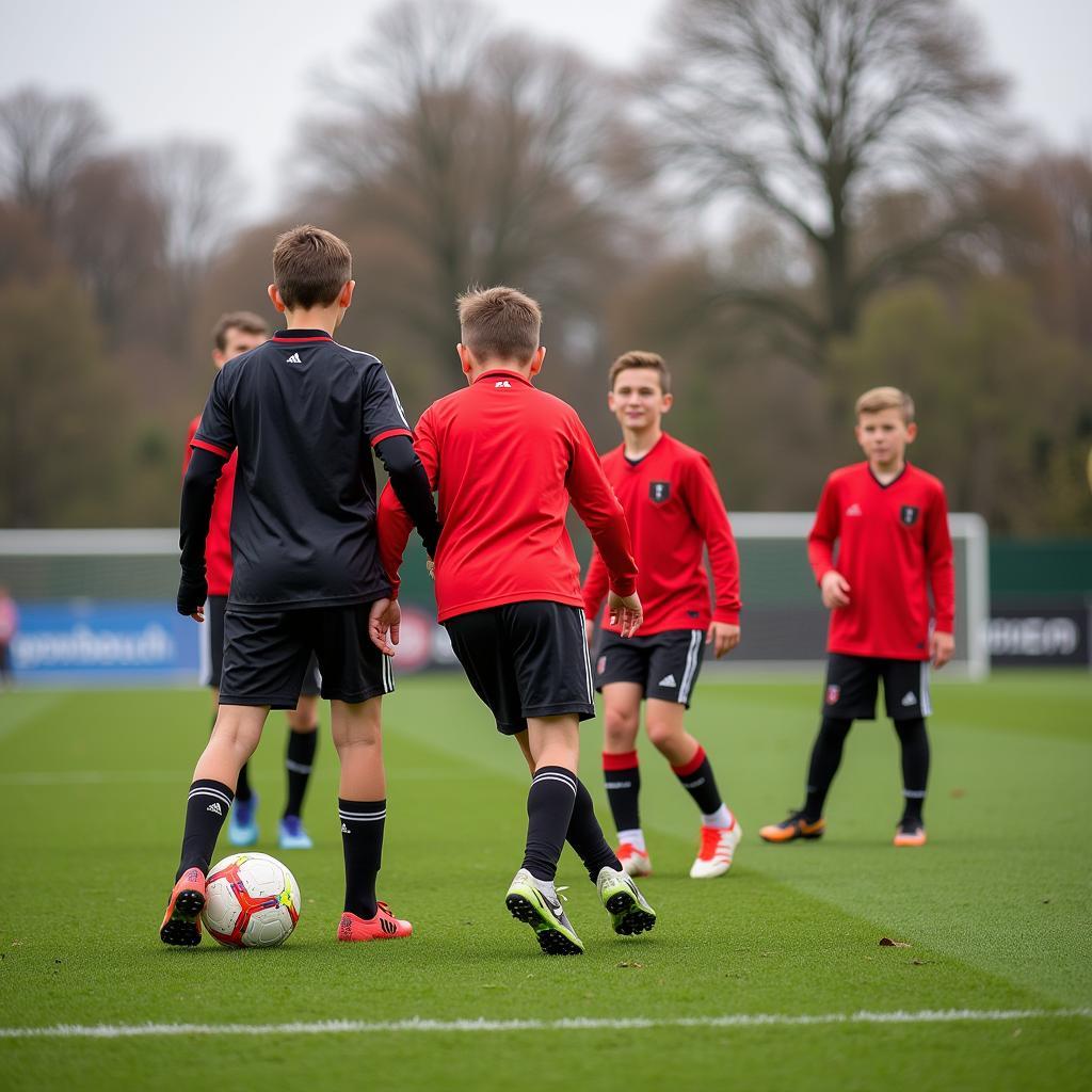 Die Jugendmannschaft der Bandidos Leverkusen Schlebusch beim Training