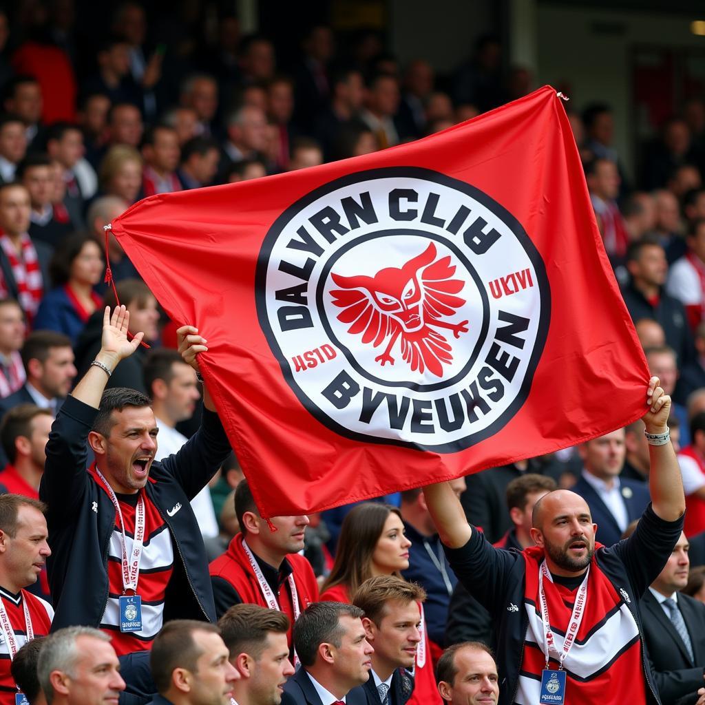 Banner drucken Leverkusen: Ein Fan zeigt seine Unterstützung für die Werkself im Stadion.