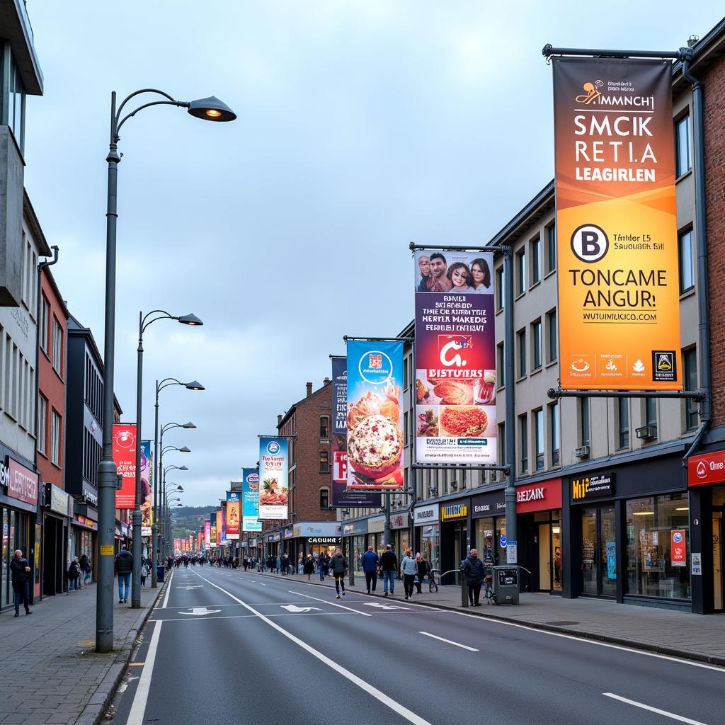 Auffällige Bannerwerbung in Leverkusen Wiesdorf