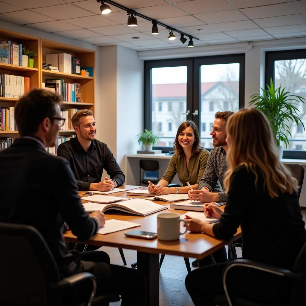 Das Team des Barbara Budrich Verlags in Leverkusen bei einem Meeting