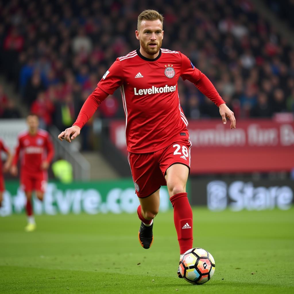 Bartholomäus Smela im Trikot von Bayer Leverkusen bei einem Spiel in der BayArena.