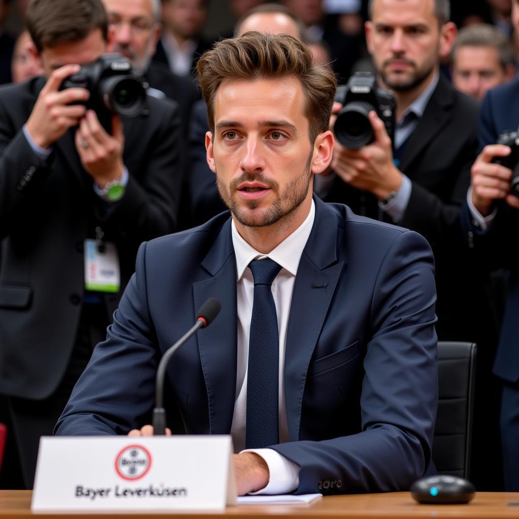 Bartosz Białek bei der Pressekonferenz