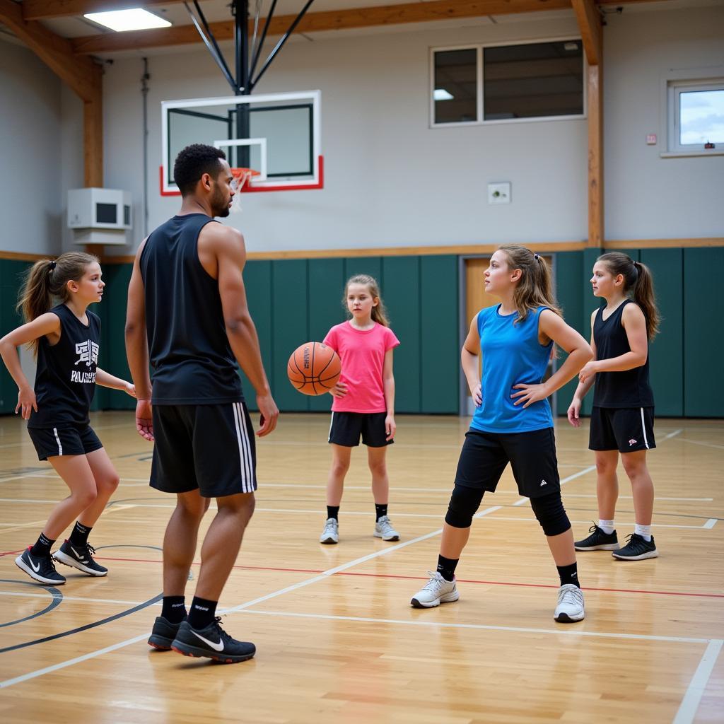 Mädchen beim Basketballtraining in Leverkusen