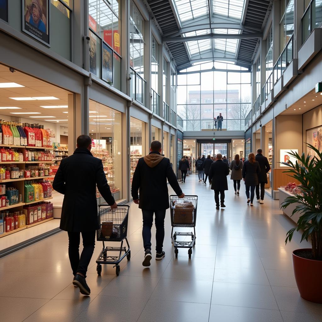 Kunden mit Einkaufswagen im Bauhaus Leverkusen