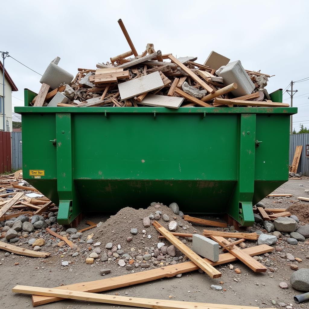 Bauschuttcontainer auf einer Baustelle in Leverkusen