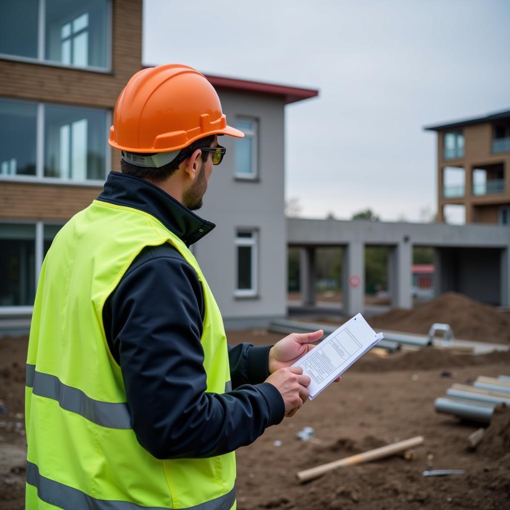 Baustellenbegehung eines Baustatikers in Leverkusen