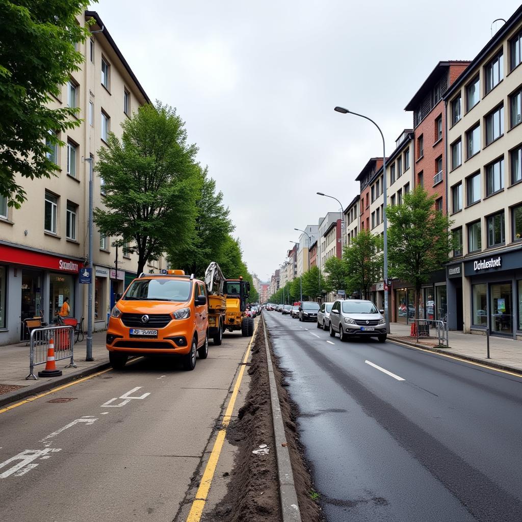 Sanierungsarbeiten an der Bismarckstraße in Leverkusen