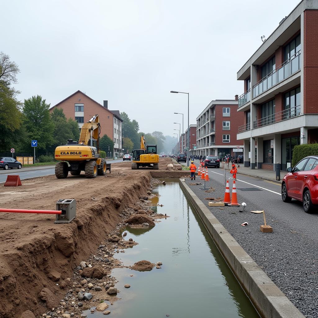 Bauarbeiten an der Holzhauser Straße Leverkusen