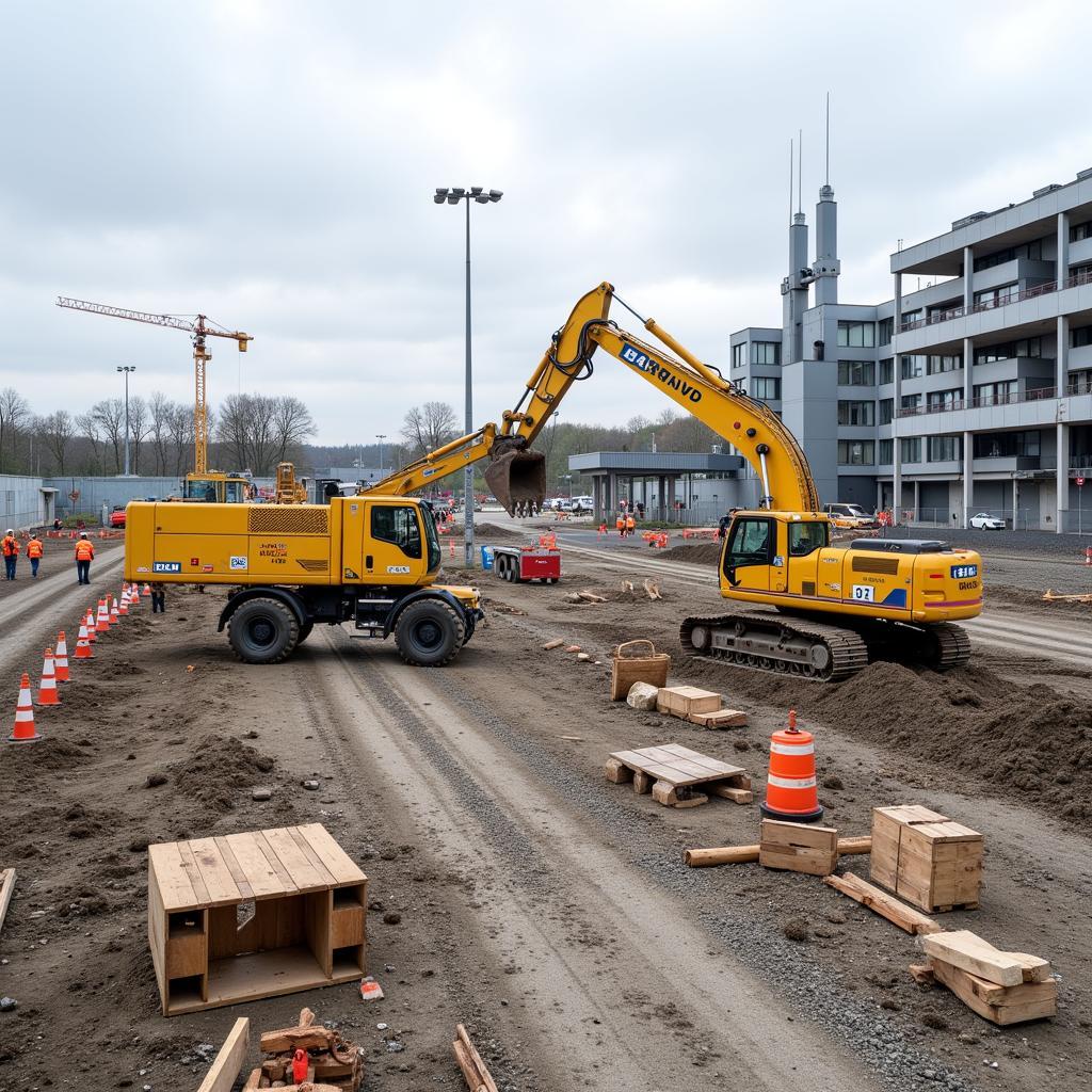 Bauarbeiten am Karl-Carstens-Ring Leverkusen im Gange