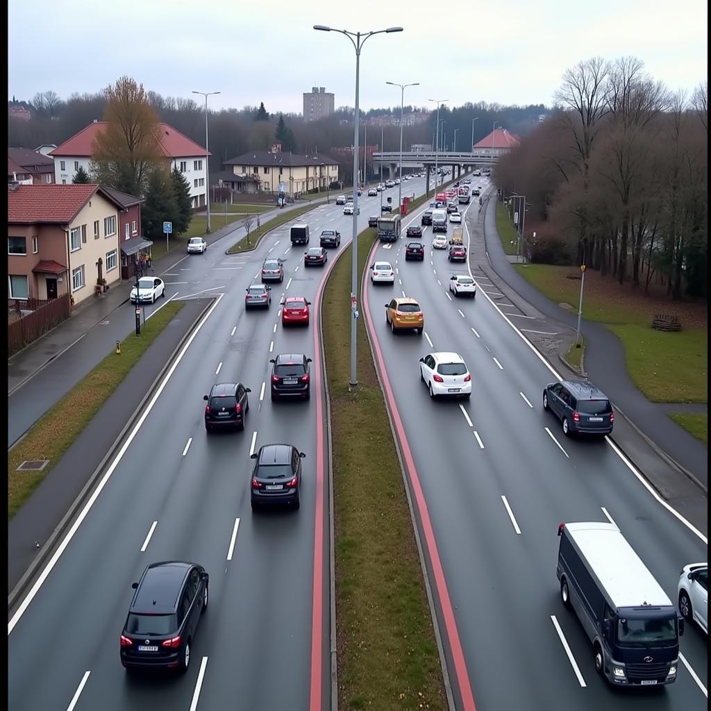 Verkehrssituation Baustelle Rheindorfer Straße Leverkusen