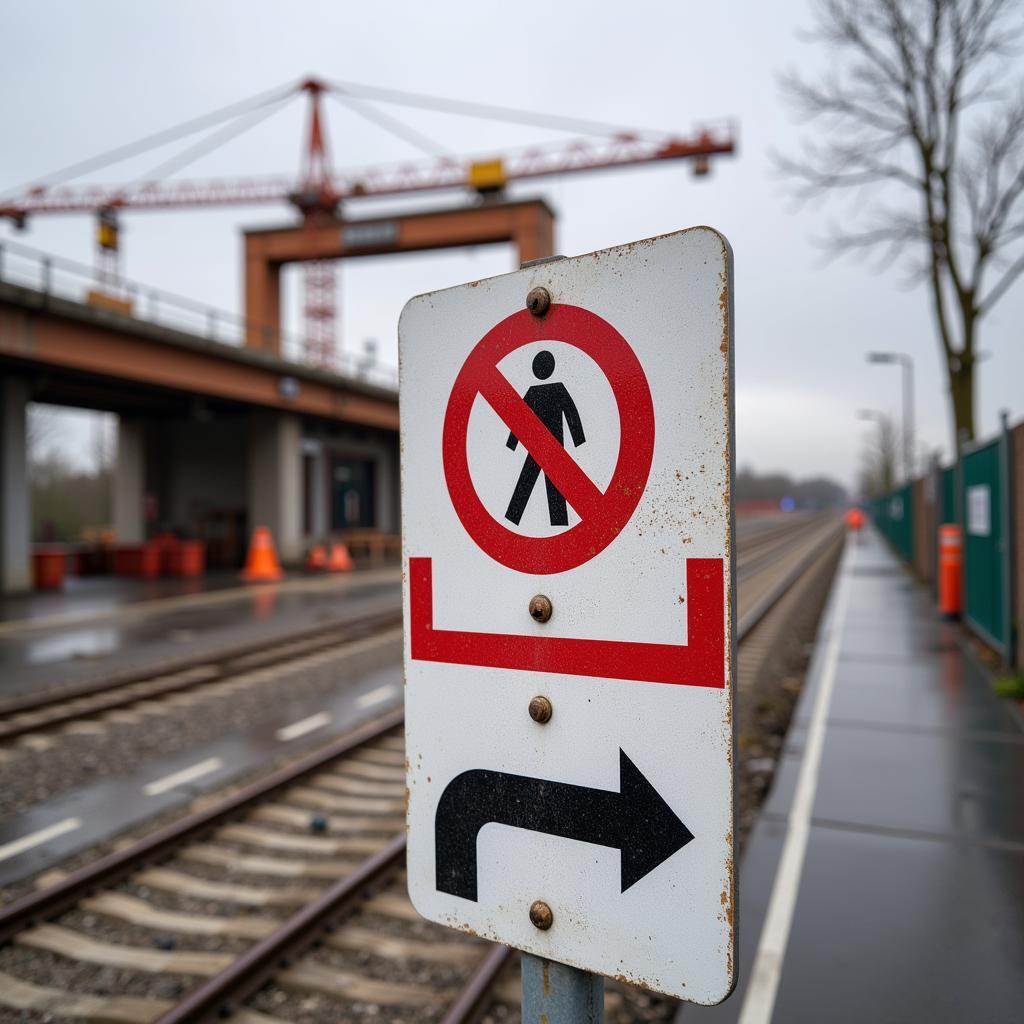 Umleitung für Fußgänger am Busbahnhof Leverkusen