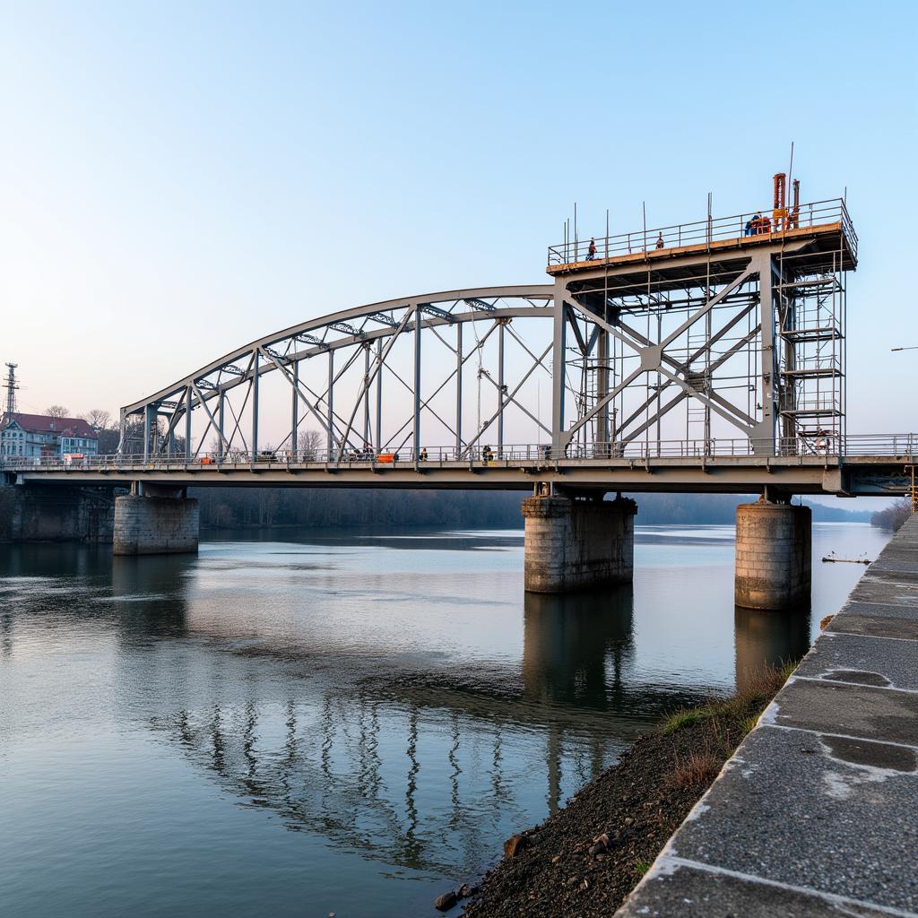 Sanierungsarbeiten Rheinbrücke Leverkusen