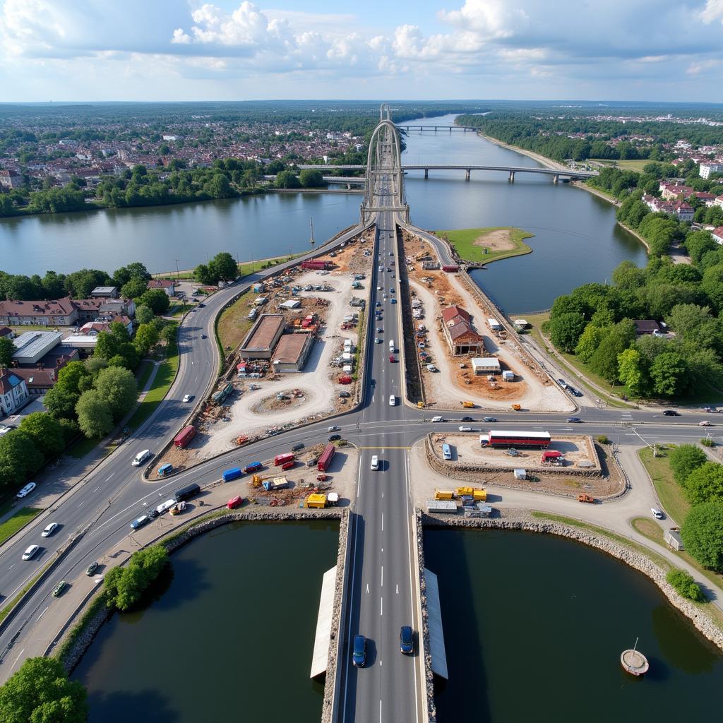 Baustelle Rheinbrücke Leverkusen Verkehr