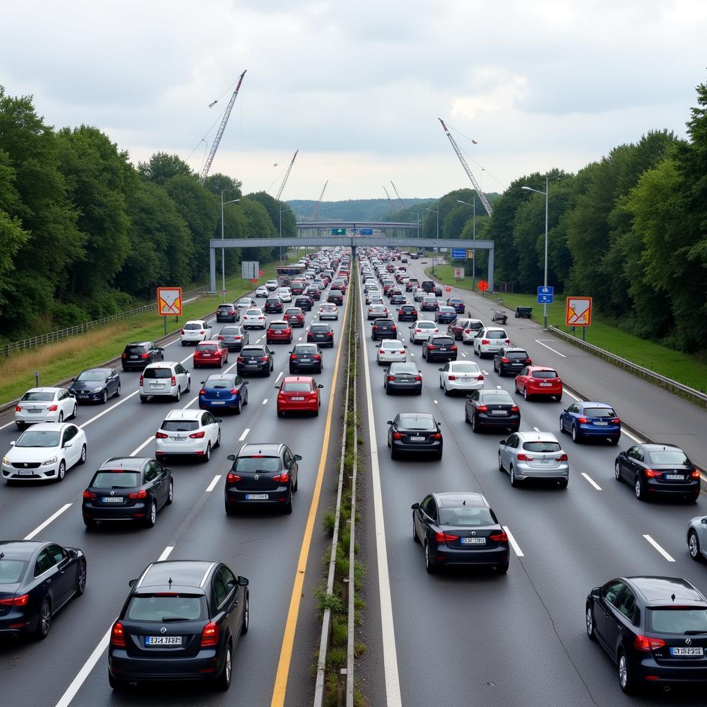 Stau auf der A1 bei Leverkusen