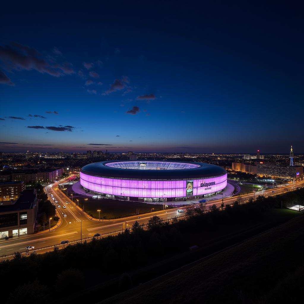 Die BayArena an der Albert-Schweitzer-Straße