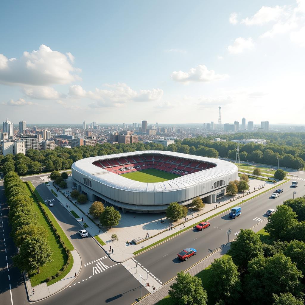 Zukunftsvision BayArena an der August-Macke-Straße Leverkusen