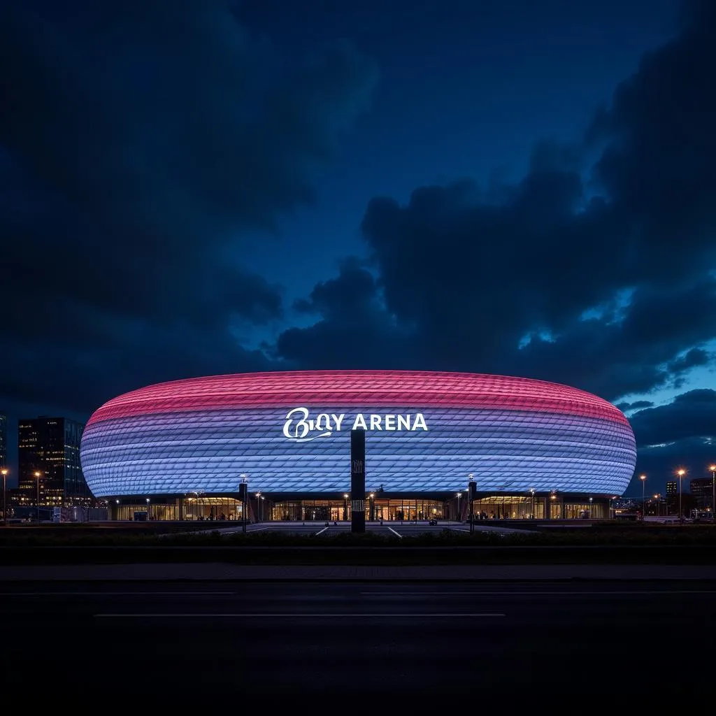 Die BayArena bei Nacht