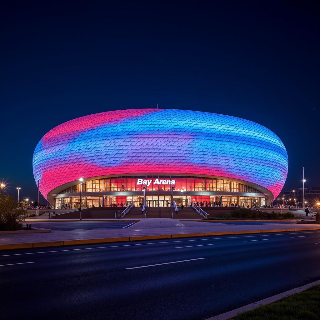 BayArena Außenansicht bei Nacht