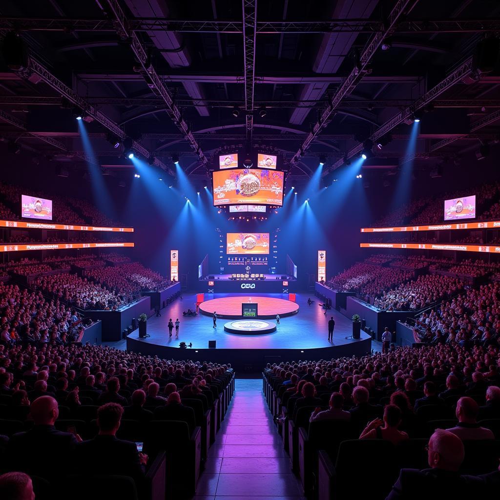 Die BayArena bereit für ein Dart-Event