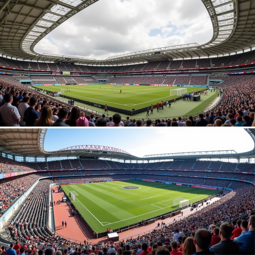 Die BayArena im Wandel der Zeit: Ein Blick auf die historische Entwicklung des Stadions.