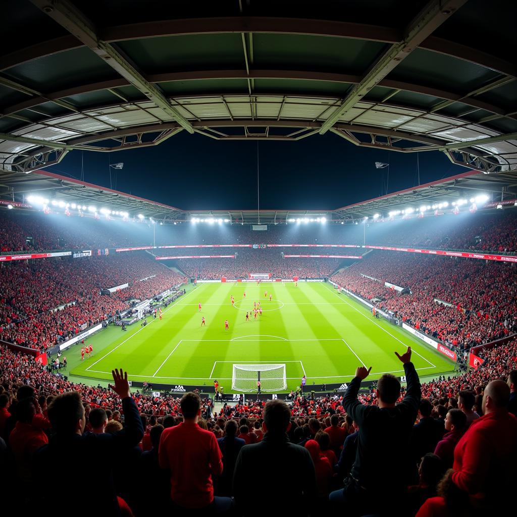 Elektrisierende Atmosphäre bei einem Heimspiel von Bayer Leverkusen in der BayArena