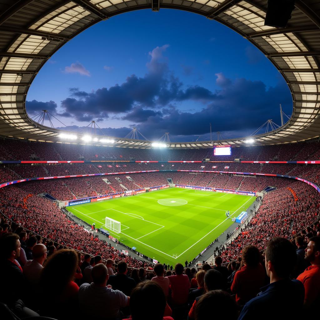 Die BayArena, das Stadion von Bayer Leverkusen