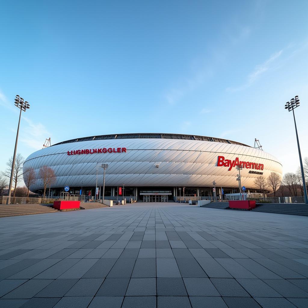 Außenansicht der BayArena in Leverkusen