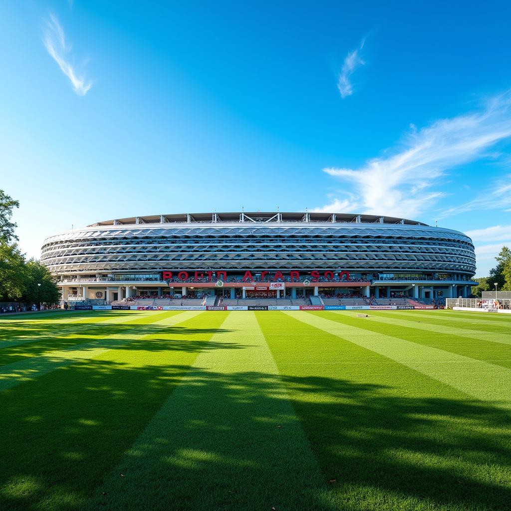 Die beeindruckende Außenansicht der BayArena in Leverkusen