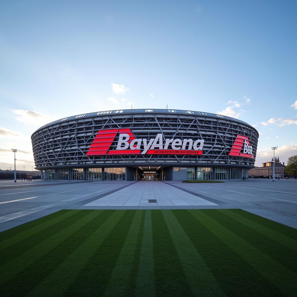 Die beeindruckende Außenansicht der BayArena in Leverkusen