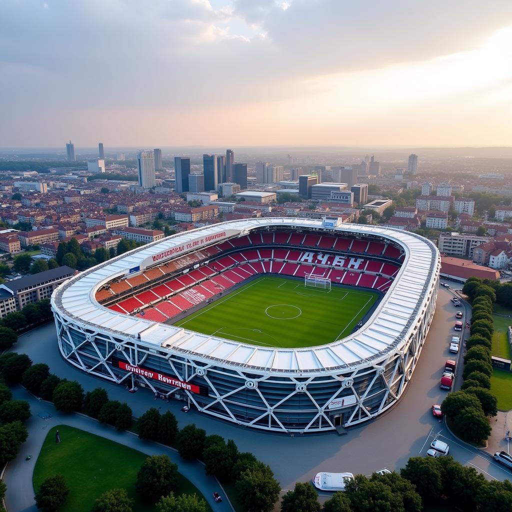 Aussenansicht der BayArena in Leverkusen