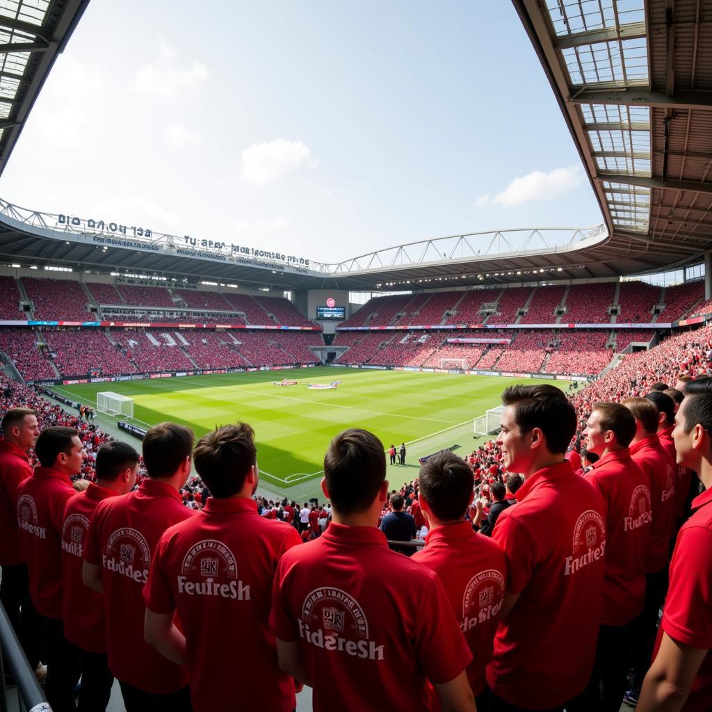 Mitarbeiter von Bayer 04 Leverkusen im Stadion