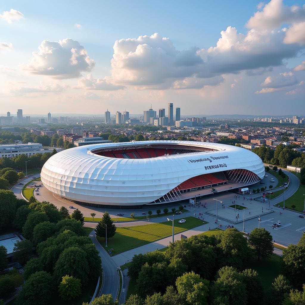 Die BayArena in Leverkusen: Ein modernes Fußballstadion.