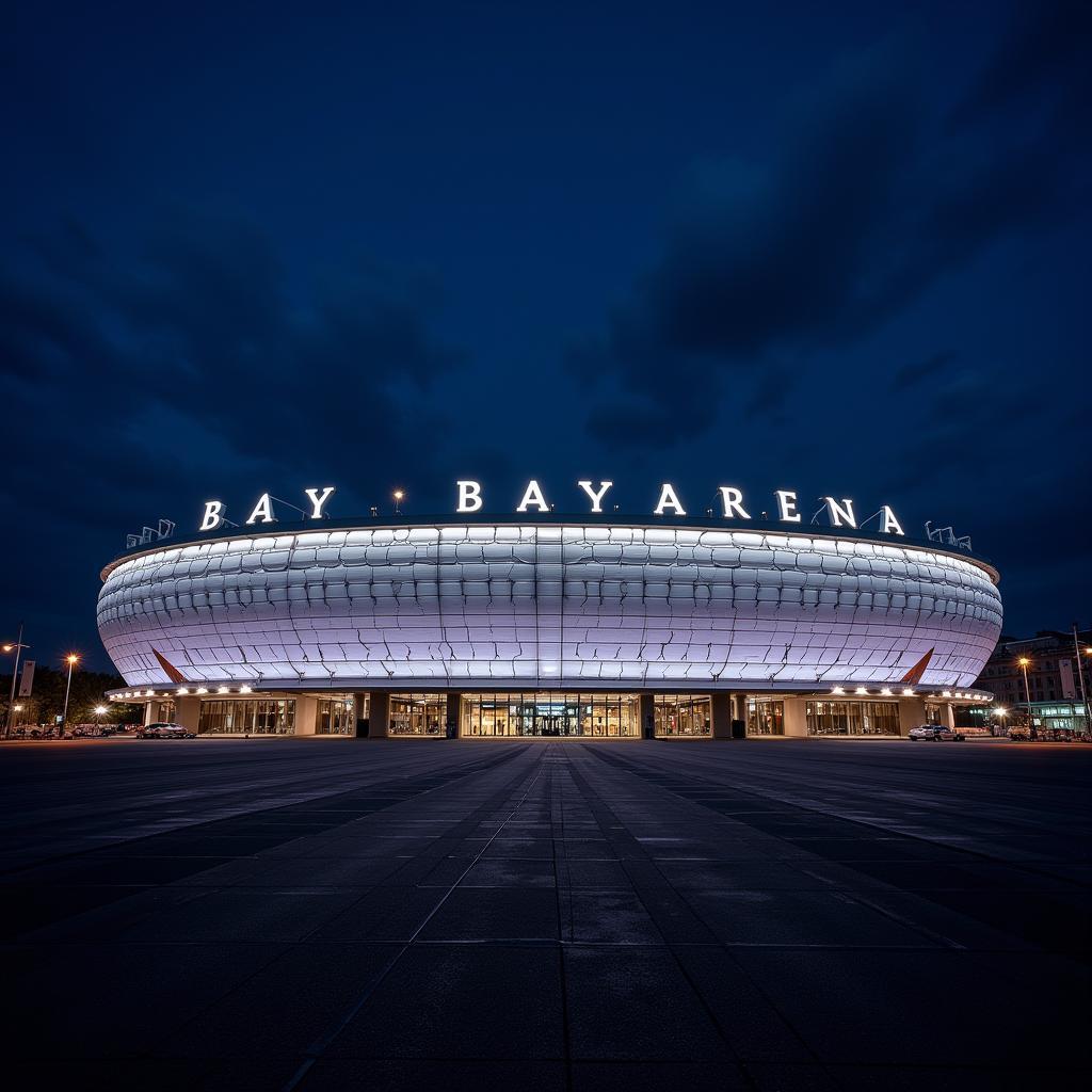 Die BayArena bei Nacht: Ein Leuchtfeuer des Fußballs an der Bahnstadtchaussee 8