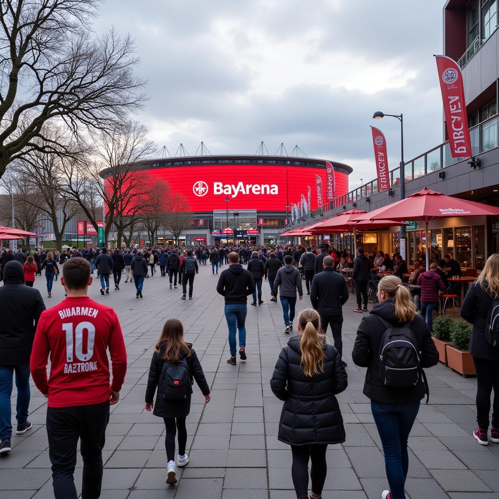 Lebendiges Treiben rund um die BayArena