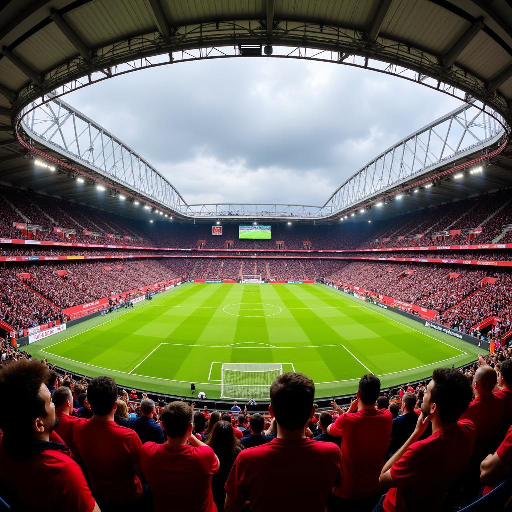 Fans von Bayer 04 Leverkusen im Stadion