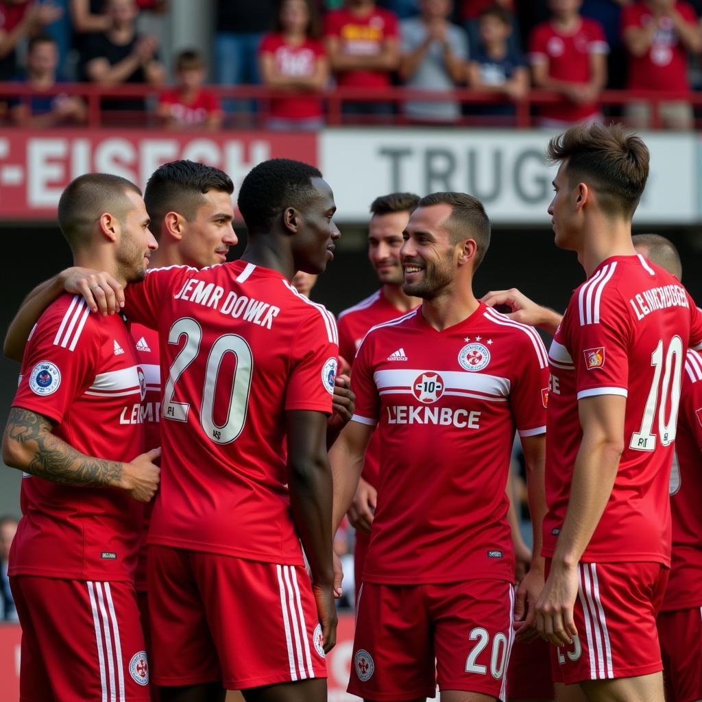 Bayer 04 Leverkusen Fan-Treffen mit Spielern.