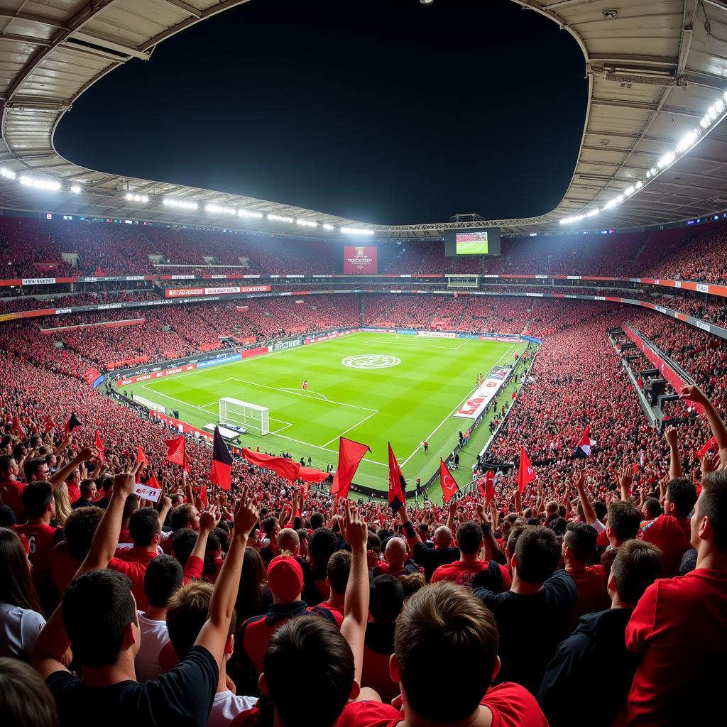 Fans von Bayer 04 Leverkusen im Stadion