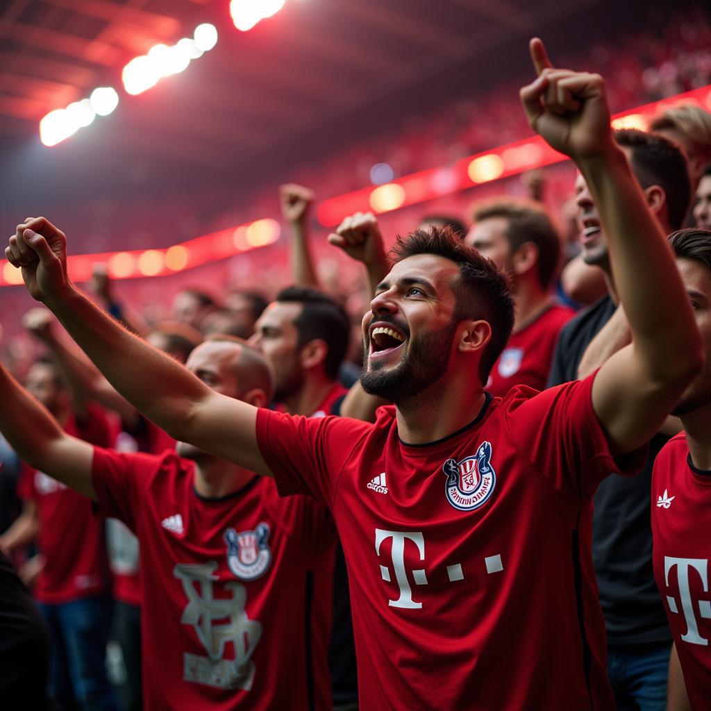 Die treuen Fans von Bayer 04 Leverkusen feiern ihren Verein