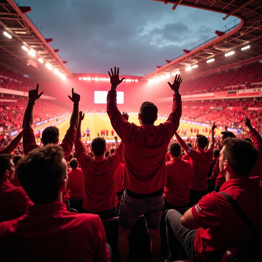 Fans von Bayer 04 Leverkusen im Stadion