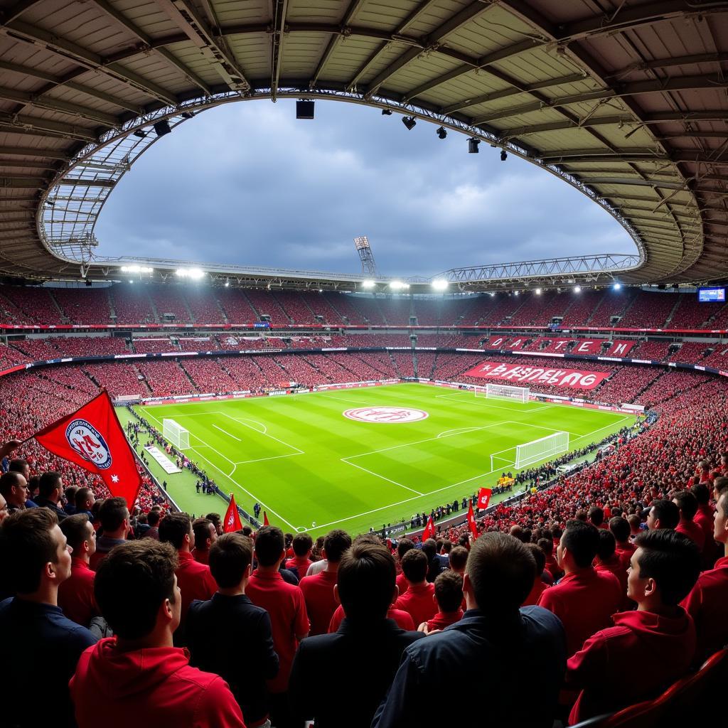 Fans des Bayer 04 Leverkusen in der BayArena