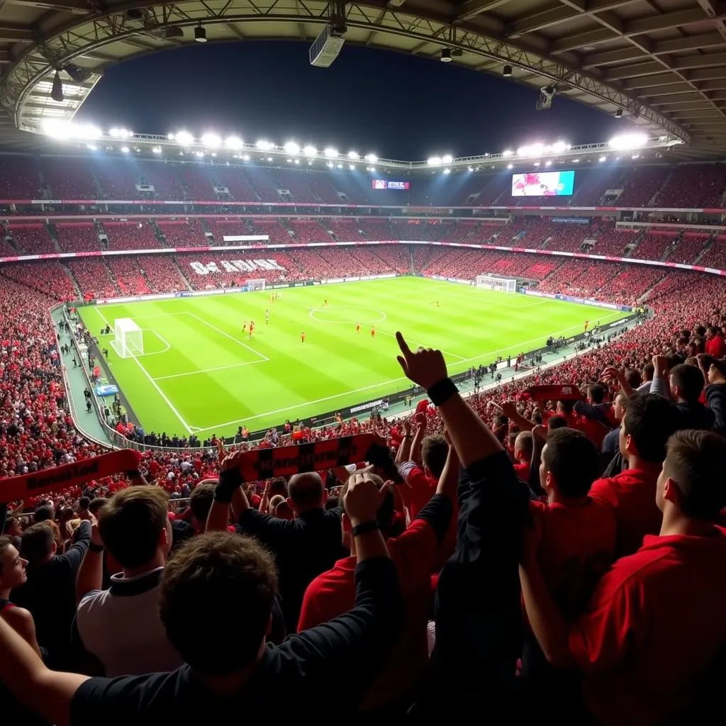 Bayer 04 Leverkusen Fans feiern ein Tor