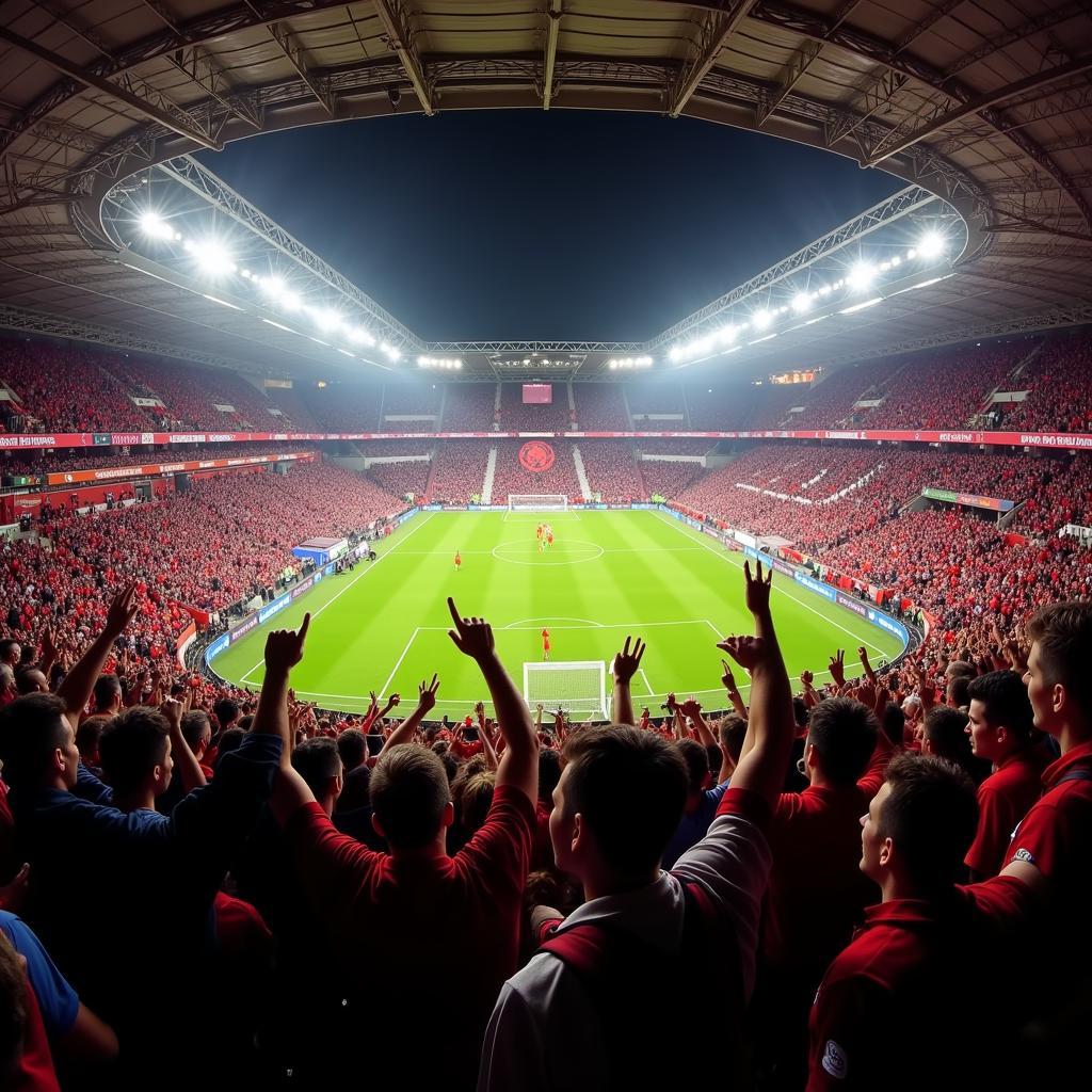 Leverkusen Fans jubeln gegen Frankfurt