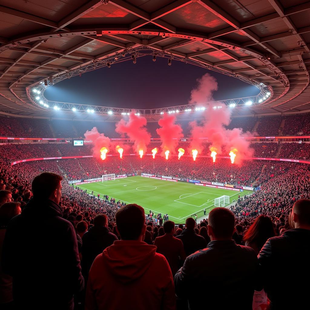 Fans von Bayer 04 Leverkusen im Stadion