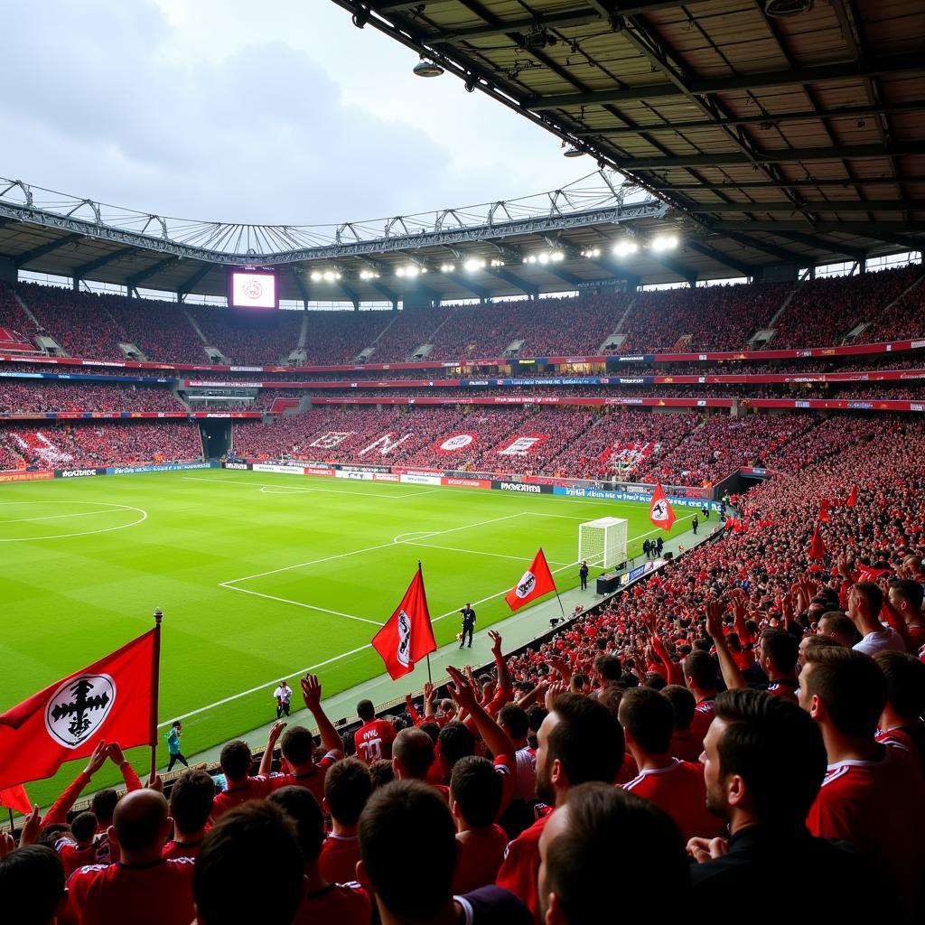 The vibrant and passionate atmosphere of the Nordkurve during a match