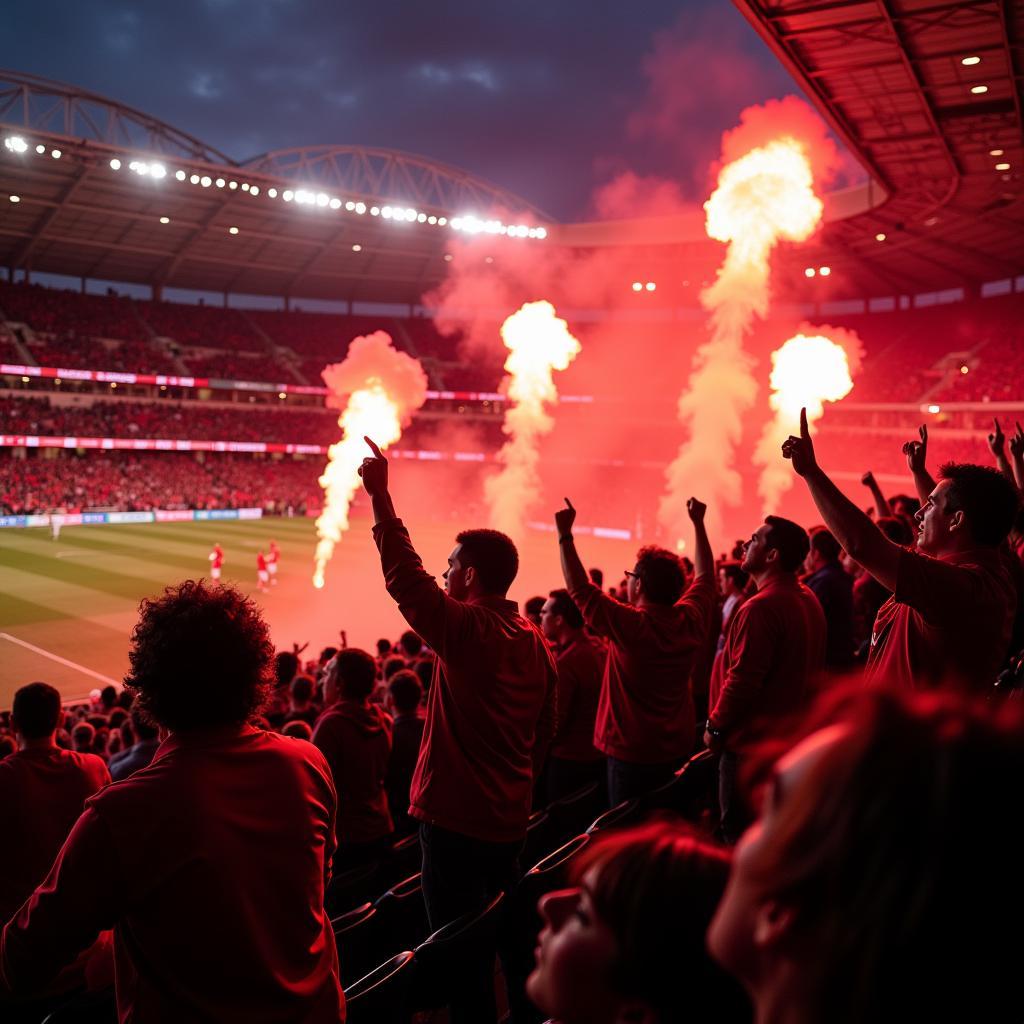 Fans von Bayer 04 Leverkusen im Stadion