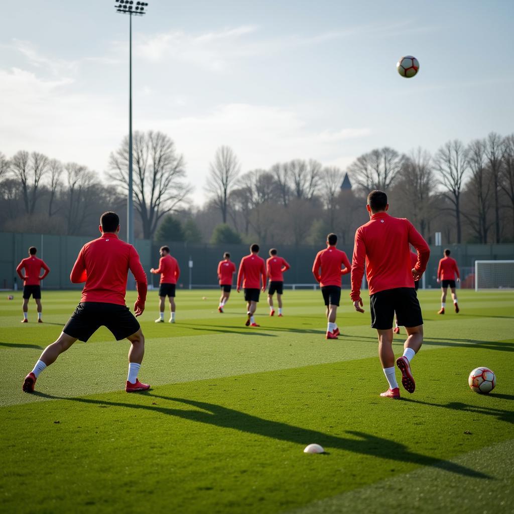 Spieler des Bayer 04 Leverkusen FC im Training