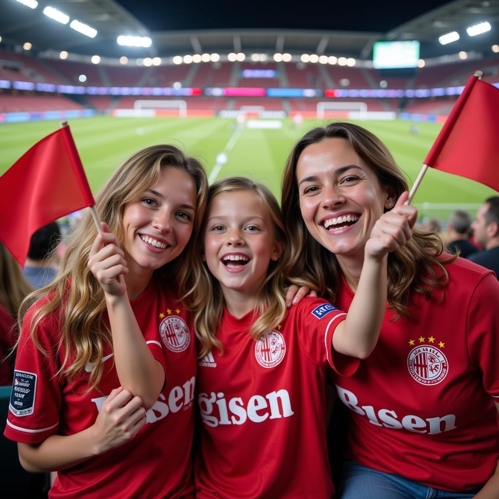 Familie beim Spiel von Bayer 04 Leverkusen Frauen